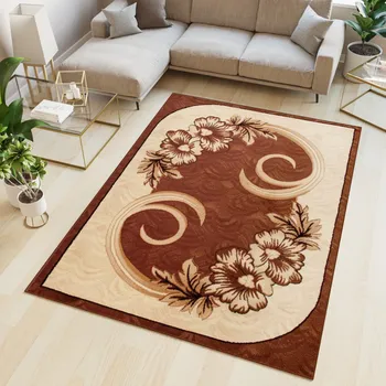 Koberec Moderní koberec Atlas - květiny a vlnky 1 - hnědý Rozměr koberce: 160x230 cm