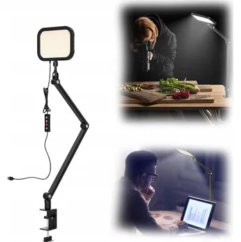 Lampička LED Stolní Lampa s Klipem / Světlo na Stůl + Držák pro VLOG Video Live Foto