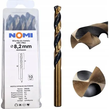 Vrták VRTÁK DO KOVU 8,2mm HRC PRO NOMI PRO OCEL, PLASTY, HLINÍK, DŘEVO