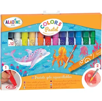 Vodová barva Aladine Gelové rozmývací voskovky Aladine - 12 barev