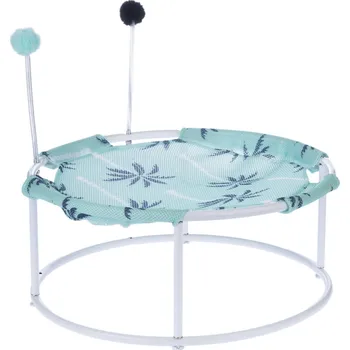 Zahradní lehátko TIAKI lehátko s palmovým vzorem a bambulkami Ø45x19cm kočka