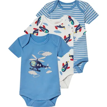 Kojenecký body lupilu® Chlapecké body s BIO bavlnou, 3 kusy (světle modrá / bílá / modrá, 50/56)