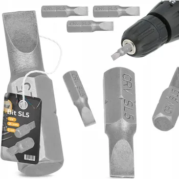 Bit 3x BIT ŠROUBOVÁKU SL5 25mm Plochý MAGNETICKÝ hrot Šroubovací 1/4 Krátký
