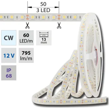 LED páska MCLED LED pásek SMD5050 CW, 60LED/m, 14,4W/m, 1180lm/m, IP68, DC 12V, 13mm, 5m