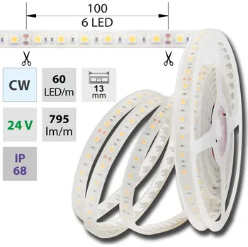 LED páska MCLED LED pásek SMD5050 CW, 60LED/m, 14,4W/m, 1180lm/m, IP68, DC 24V, 13mm, 5m