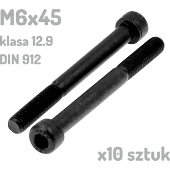 Šroub Šroub s vnitřním šestihranem M6x45, třída 12.9, černý, DIN 912, 10 kusů
