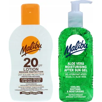 Opalování Malibu SPF20 voděodolný balzám 200 Ml + Aloe vera Gel po opalování 200 Ml