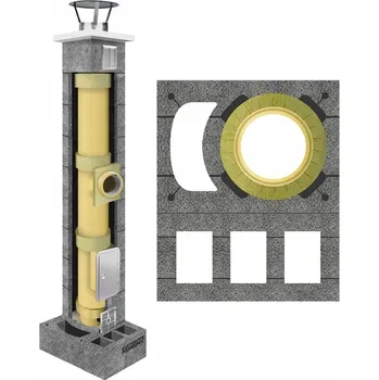 Komín Keramický komín, komínový systém fi 160, 14 m, sada 60 x 50 cm, kompletní 4W