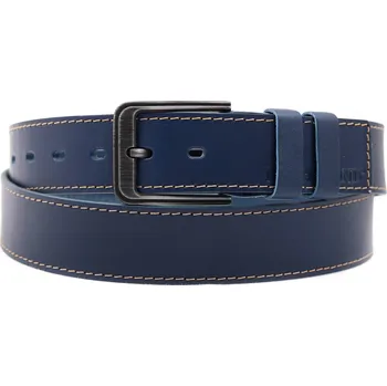 Opasek Pánský kožený opasek Black Hand 131-40 tmavě modrý se světlým štepováním Velikost = obvod pasu (cm): 95 cm