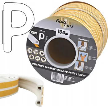 Těsnění do okna a dveří GUMOVÉ TĚSNĚNÍ DO OKEN A DVEŘÍ SAMOLEPICÍ TYP P 5,5 x 9mm 100m BÍLÉ