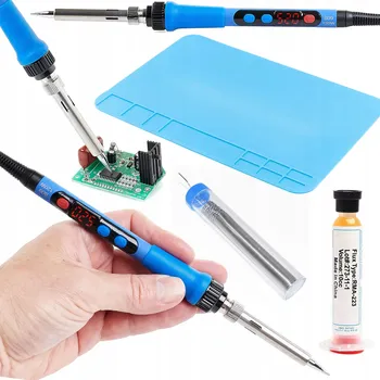 Páječka PÁJECÍ PERO TECHREBAL 120 W S DISPLEJEM, SADA PŘÍSLUŠENSTVÍ PODLOŽKA