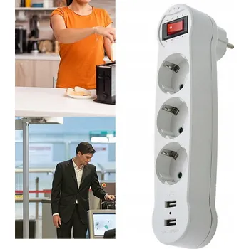 Elektrická zásuvka Rozbočka s 2 USB, více zástrčkami pro prodlužování zásuvek a 16A porty