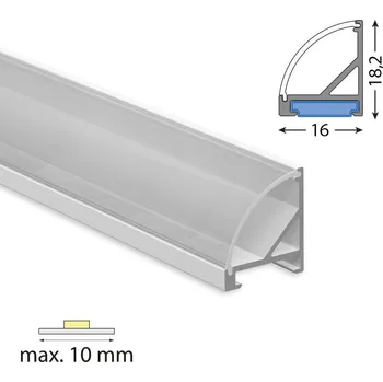 LED osvětlení MCLED Rohový hliníkový profil RC 18x16 mm včetně čirého difuzoru 200cm