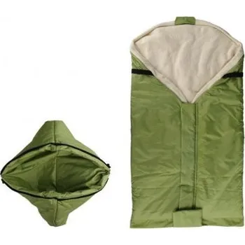 Kojenecká souprava Kaarsgaren Zelený zimní fusak a rukavice na kočárek s beránkem z biobavlny