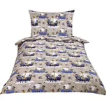 Povlečení bavlněné Junior Námořník modrá, šedá 140x200, 70x90 cm