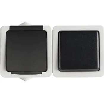 vypínač Kanlux Zásuvka s vypínačem č. 1 venkovní TEKNO IP54 s víčkem, vodorovná šedá