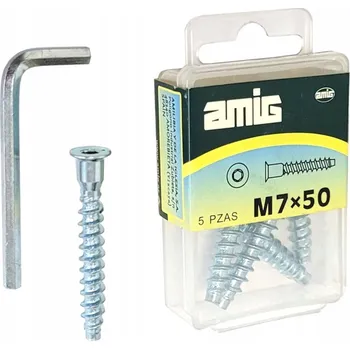 Vrták Nábytkový vrut 7x50mm pozinkovaný 5 kusů + imbusový klíč