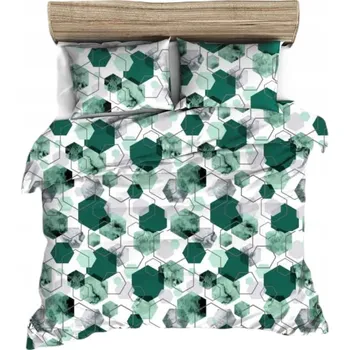 Povlečení Krepové povlečení 180x200 smaragdové bílá geometrie
