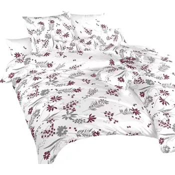 Povlečení Krepové povlečení Agáta vínová na bílém