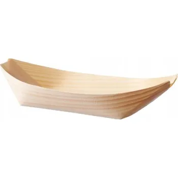 Jednorázové nádobí Dřevěná miska "lodička" 22x11x2,2 cm, 100 ks