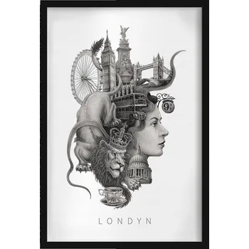 Obraz Obraz dekorace na zeď Černobílý Londýn Big Ben Tower Bridge 40x60 cm