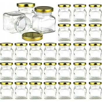 Sklenice 30x dózy sklenice skleničky na koření 120 ml se zlatým víčkem fi 53