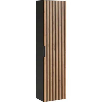 Komoda ZÁVĚSNÝ Koupelnový Sloupek Černý 140 cm DRÁŽKOVANÝ