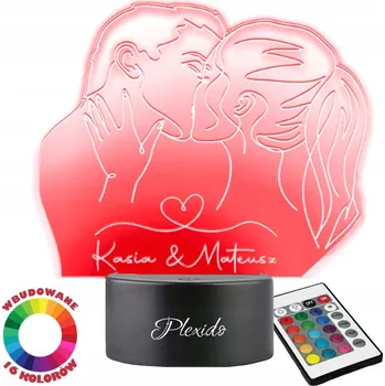 Lampička 3D LED Noční Lampa s gravírováním Dárek na Valentýna