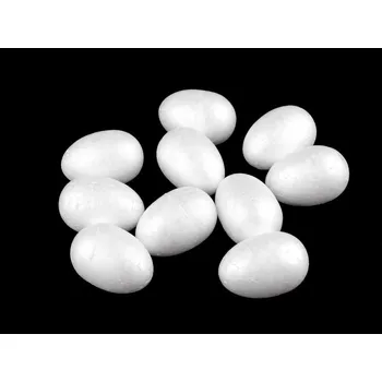 Velikonoční dekorace Vejce 3,5x5cm polystyren 10 kusů - bílá