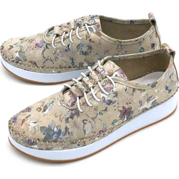 Dámské polobotky Dámské kožené tenisky 014 24077C Klop béžová Barva: béžová, Velikost: 37