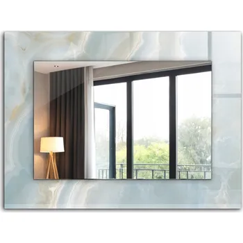 Zrcadlo Koupelnové zrcadlo na stěnu s ozdobným skleněným rámem 80x60 Modrý mramor onyx