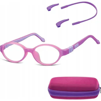 Brýlová obroučka ELASTICKÉ Dětské Obroučky Brýle s nulovými dioptriemi oválné + Gumička SUNOPTIC + POUZDRO