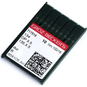 Strojové jehly do průmyslových strojů Groz - Beckert 70; 80; 90; 100, barva 4 (100) nikl