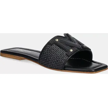 Dámské pantofle Pantofle Guess RAMADA RAFIA SLIDE dámské, černá barva, 5GGZ39 7329A 5GGZ39.7329A.JBLK 99X, EUR 37