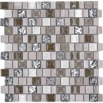 Obklad Mozaika WzorcowniaStudio 29,8 x 30,4 cm, odstíny šedé a stříbrné