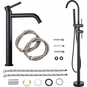 Vodovodní baterie Volně stojící černá vanová a sprchová baterie Ari