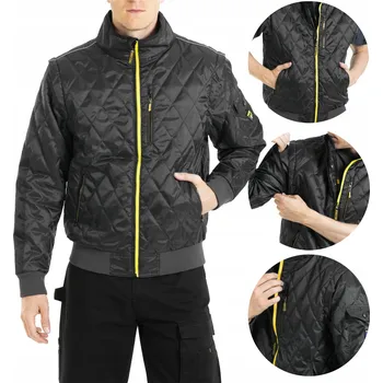 Pánská vesta Pánská prošívaná pracovní bunda bomber 2v1 s odepínacími rukávy – vesta černá Rica Lewis Twin S