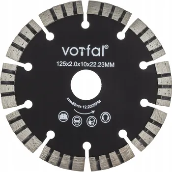 Brusný kotouč DIAMANTOVÝ KOTOUČ SEGMENTOVÝ pro řezání BETONU, DLAŽBY, TVRDÉHO BETONU 125MM, VÝŠKA SEGMENTU 10MM