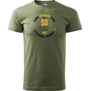 Pánské tričko DOBRÝ TRIKO Pánské tričko s potiskem 50 legenda Velikost: 2XL, Barva: Khaki
