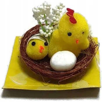 Velikonoční dekorace Kuřátko na Velikonoce Do Košíčku Ozdobná Velikonoční Figurka Kuře