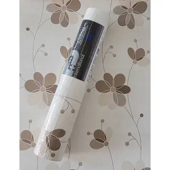 Fototapeta Tapeta hnědé květy na krémovém pozadí 13505-70