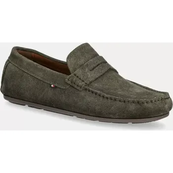 Dámská obuv Semišové mokasíny Tommy Hilfiger CASUAL SUEDE DRIVER FM0FM04998 zelená 78X, EUR 40