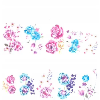 Samolepky na Zdobení Nehtů Vodní Vzory Barevné Květiny BN-1768