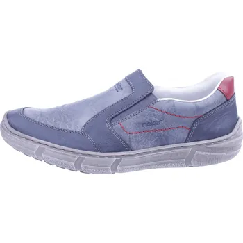 Pánské polobotky Pánské kožené mokasíny Rieker RR052 modré Velikost: 43