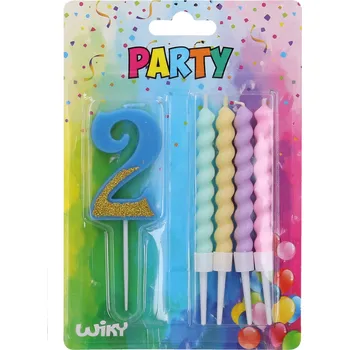 Dortová svíčka Wiky Párty svíčka číslo a 4ks svíček Barva: Modrá 2