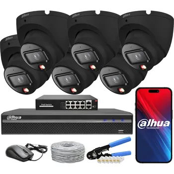 Bezpečnostní kamera Monitorovací sada Dahua 6 kamer 6Mpx IPC-HDW1639T-A-IL-0280B-S6 BLACK PoE
