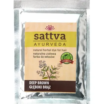Barva na vlasy Henna Tmavě Hnědá barva na vlasy Sattva, 10 g