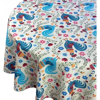 ubrus Ubrus Odolný proti Skvrnám Velikonoce Barevný Kohout Folk Kruh prům. 130 cm