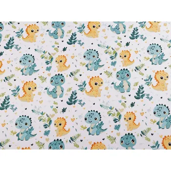 Bavlněná látka / plátno dinosaurus, barva 2 (949) tyrkys