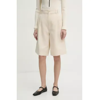 Dámské kraťasy Lněné kraťasy Filippa K dámské, béžová barva, hladké, high waist, 31114 31114.FK 01X, vel. 34